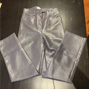 Aritzia Melina Pants. Gray Faux Leather Straight-Leg Pants